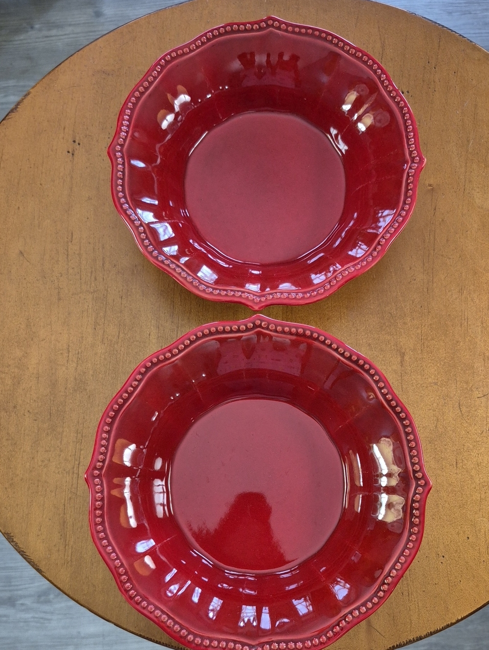 The Pioneer Woman Paige Red Scalloped Ceramic Soup/cereal Bowls - Set of 2